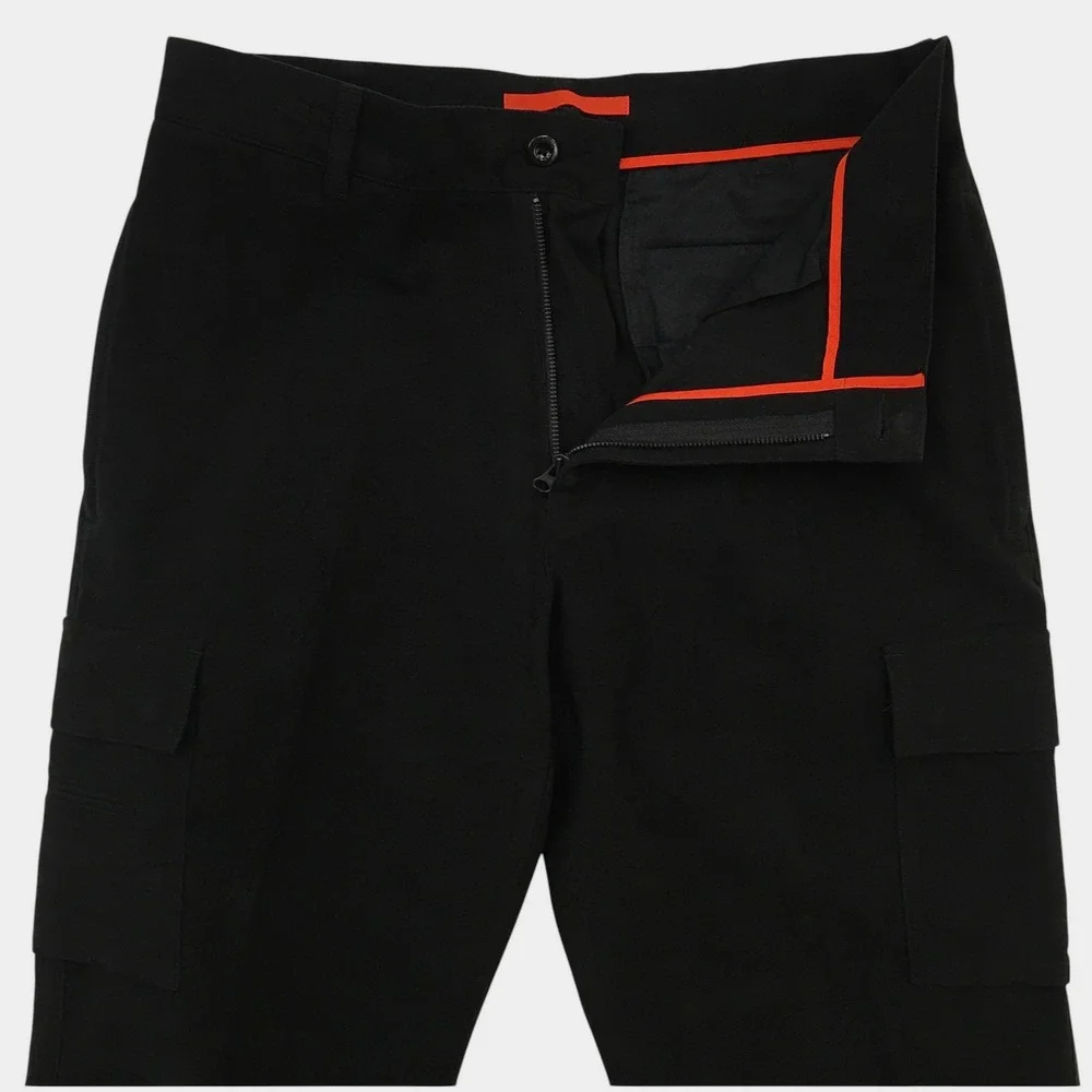 VINTAGE Banana Republic Mens Black Cotton Utility Cargo Pants 35x32 Straight